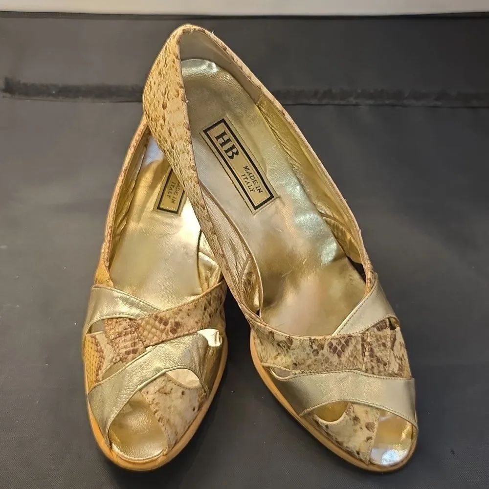HB SNAKESKIN PEEP TOE WOMENS CUT OUT WEDGE SHOE